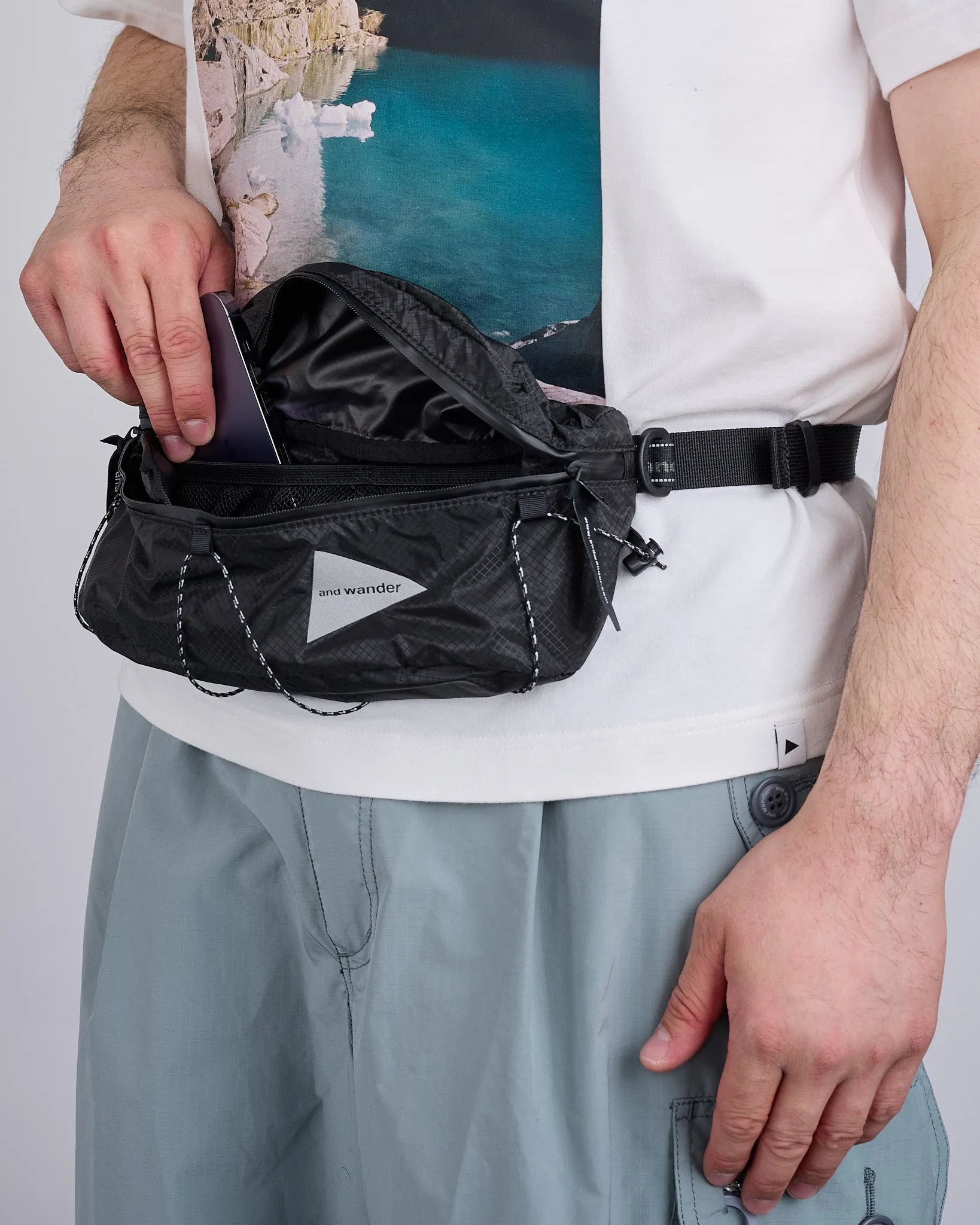 and wander Sil Nylon Waist Bag Charcoal