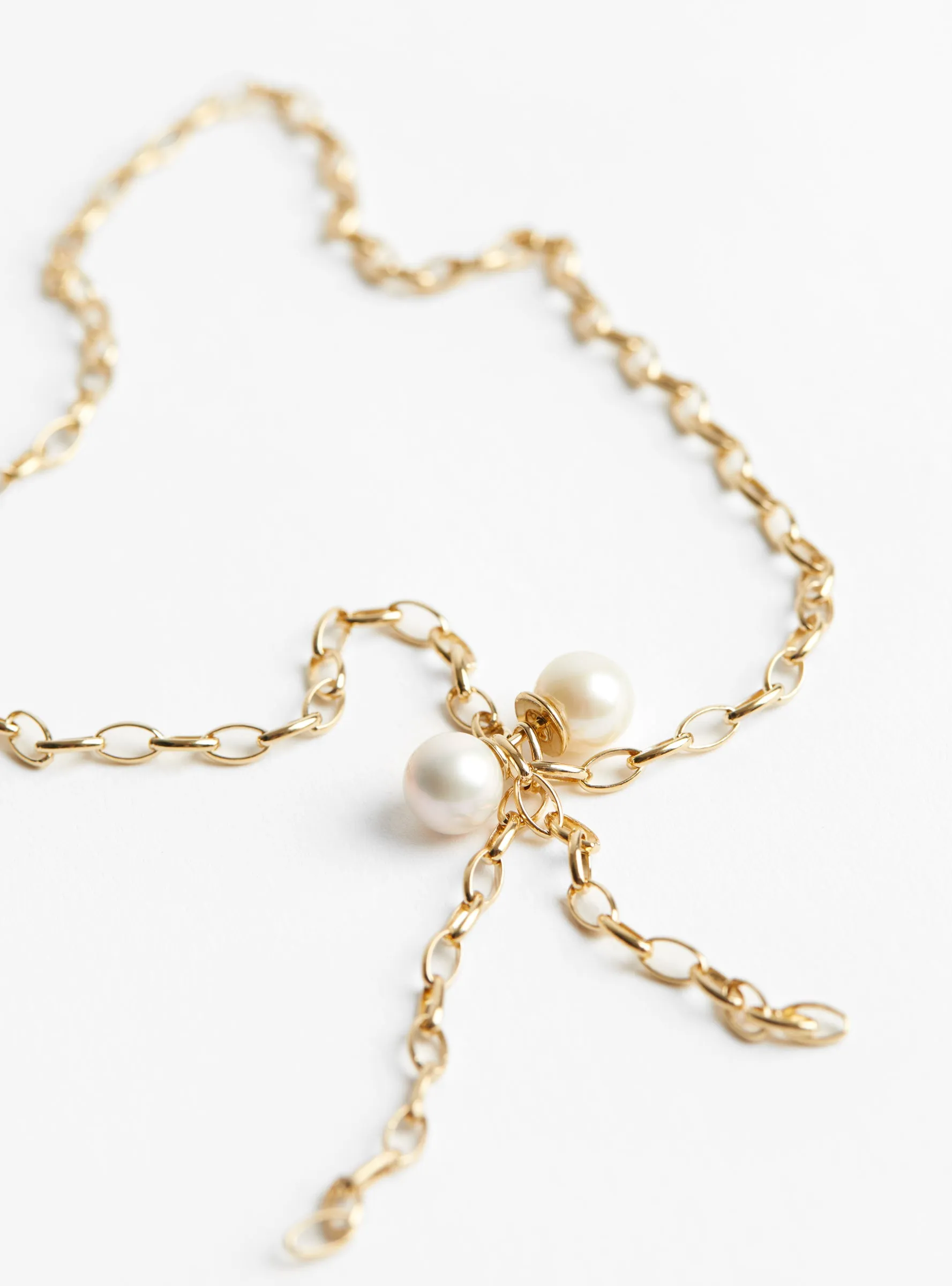 Gold Chain with Pearl Ball Piercing Necklace