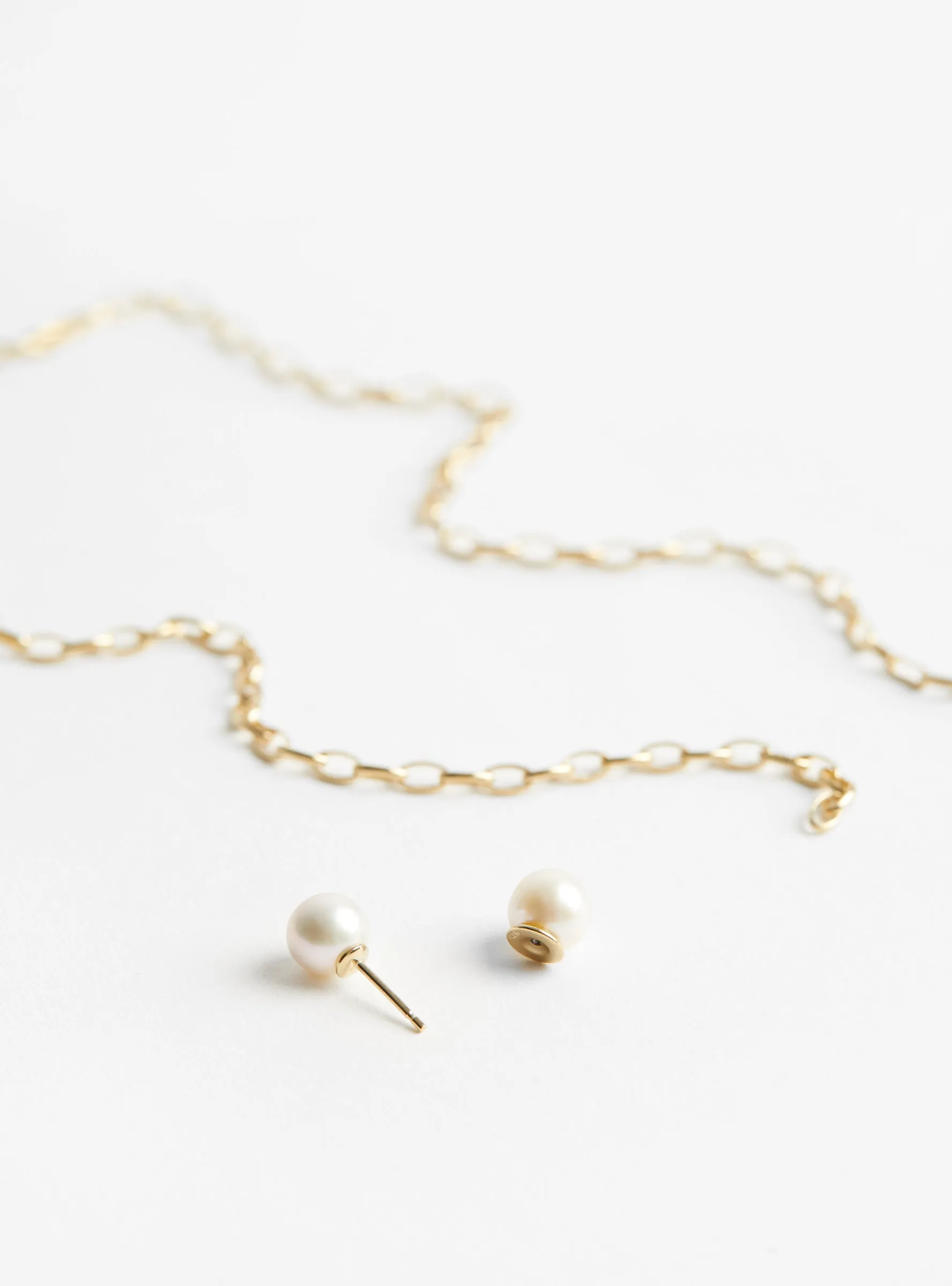 Gold Chain with Pearl Ball Piercing Necklace