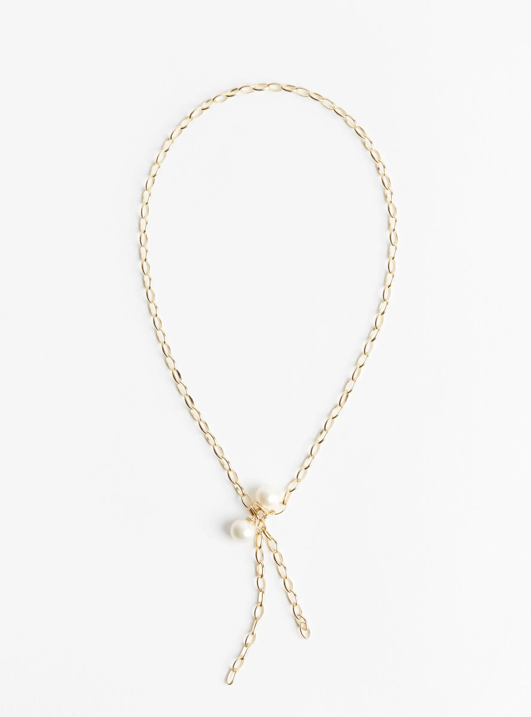 Gold Chain with Pearl Ball Piercing Necklace