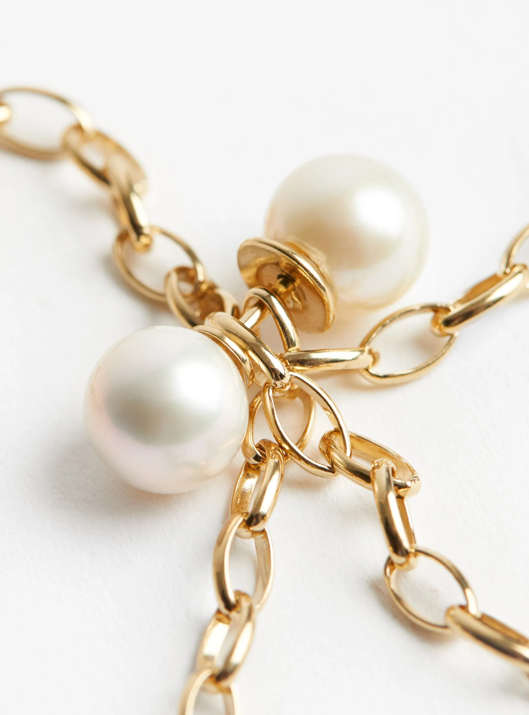 Gold Chain with Pearl Ball Piercing Necklace