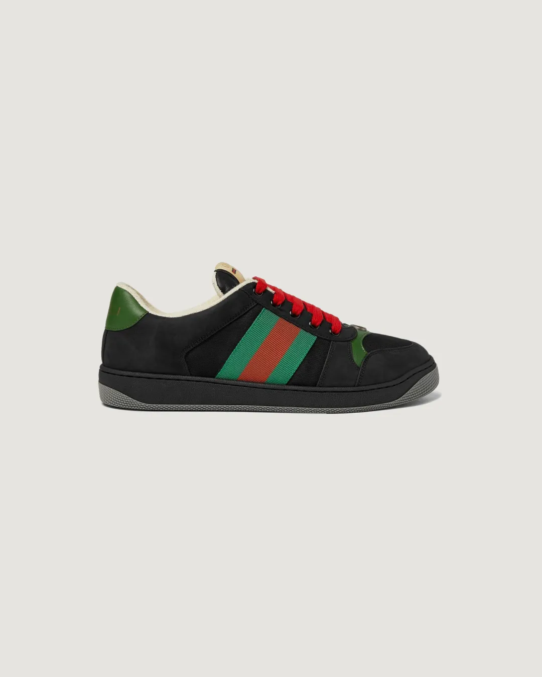 Gucci Screener Webbing-Trimmed 'Black' Leather. Suede and Canvas Sneakers