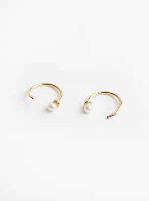 Pearl Hoop Earrings Gold