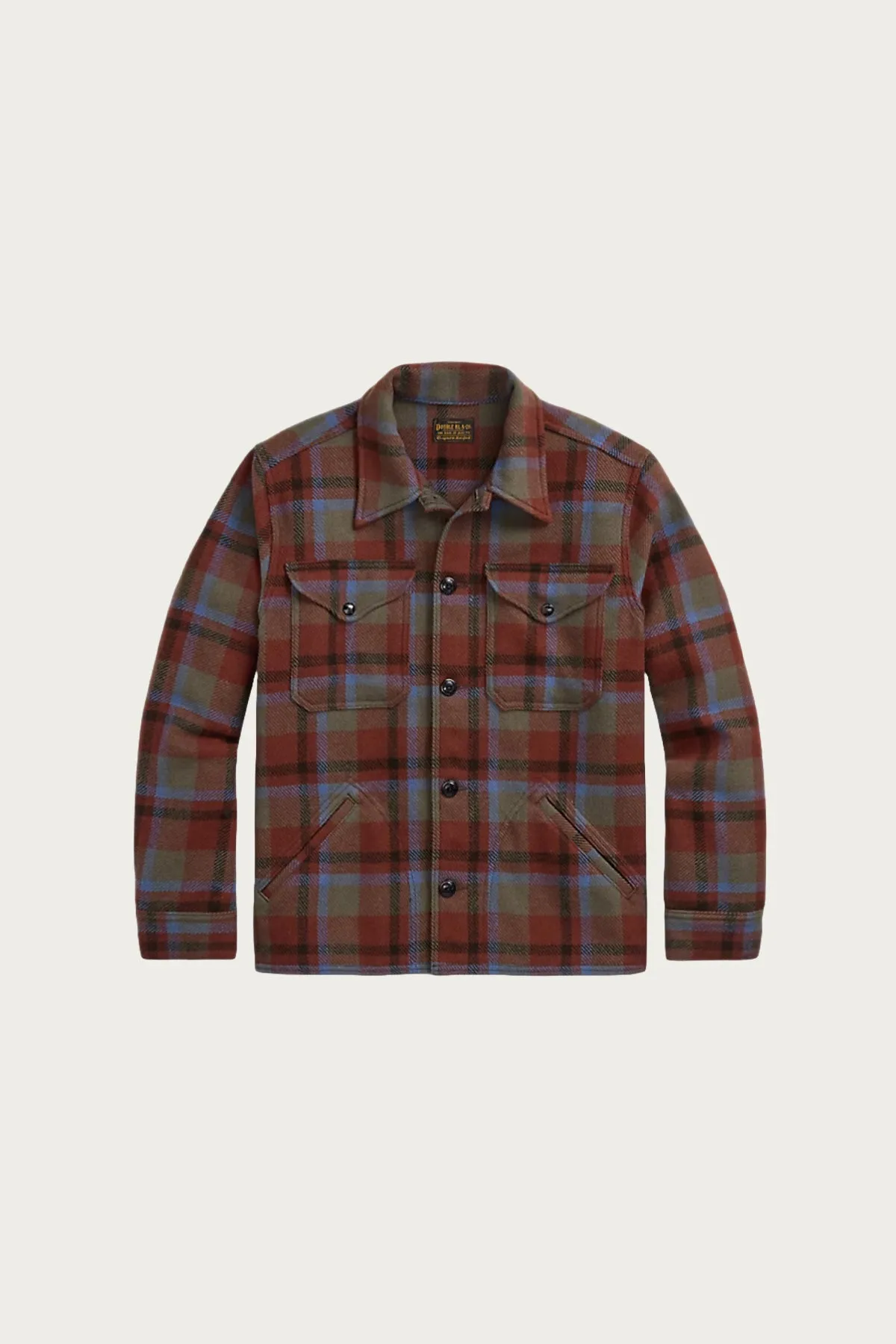 Plaid Wool Twill Shirt Jacket - Maroon Plaid