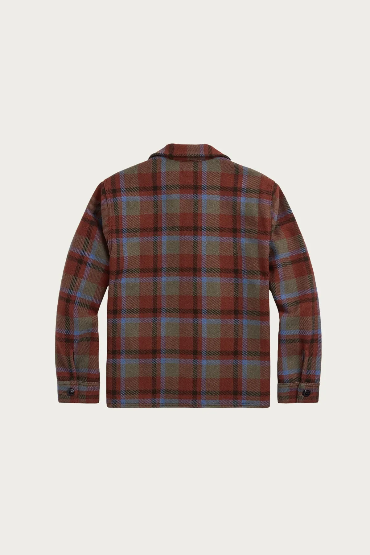 Plaid Wool Twill Shirt Jacket - Maroon Plaid