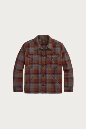 Plaid Wool Twill Shirt Jacket - Maroon Plaid