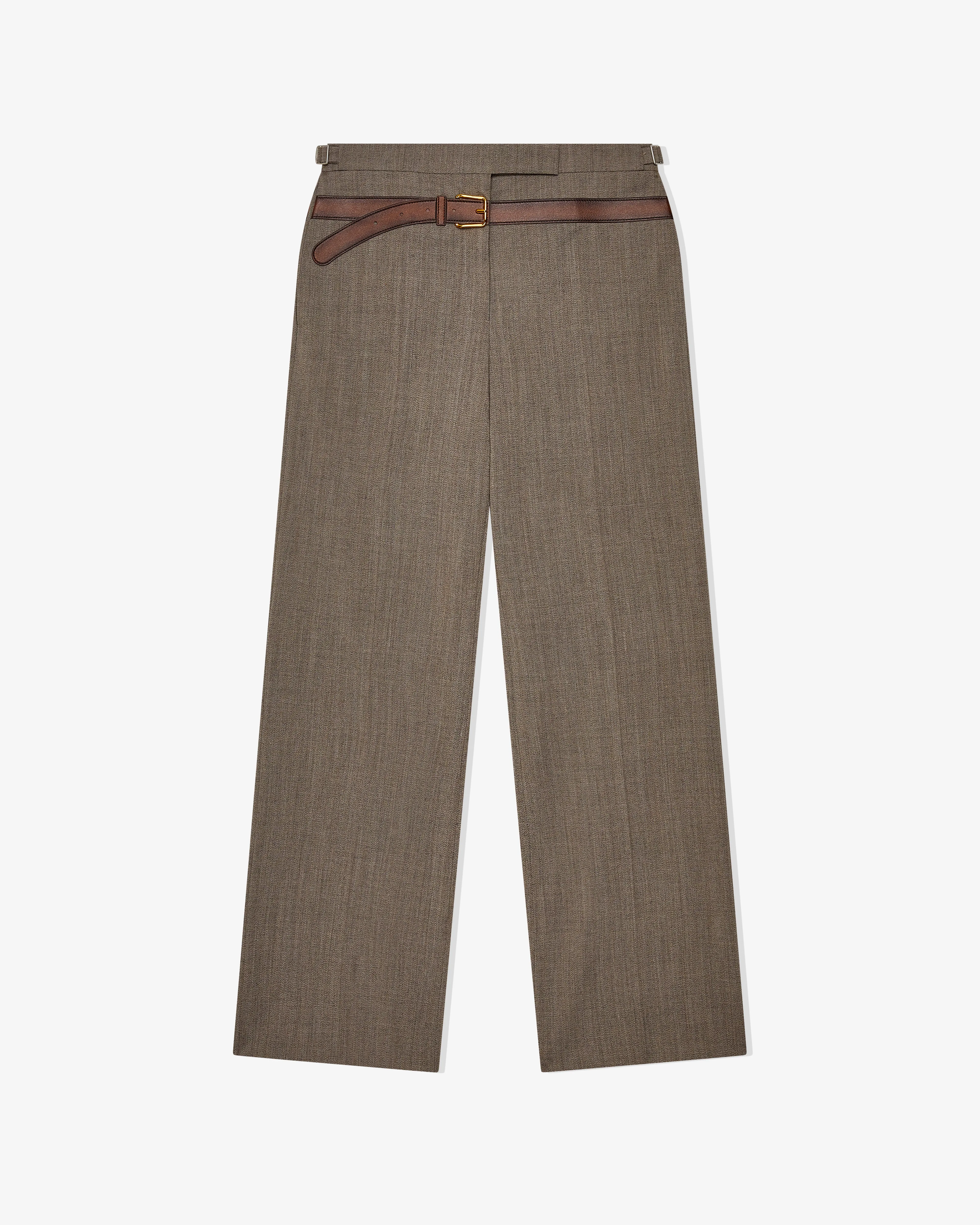 Prada - Women's Technical Wool Pants With Printed Belt - (Clay Grey)
