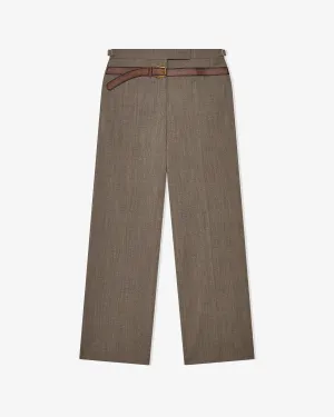 Prada - Women's Technical Wool Pants With Printed Belt - (Clay Grey)