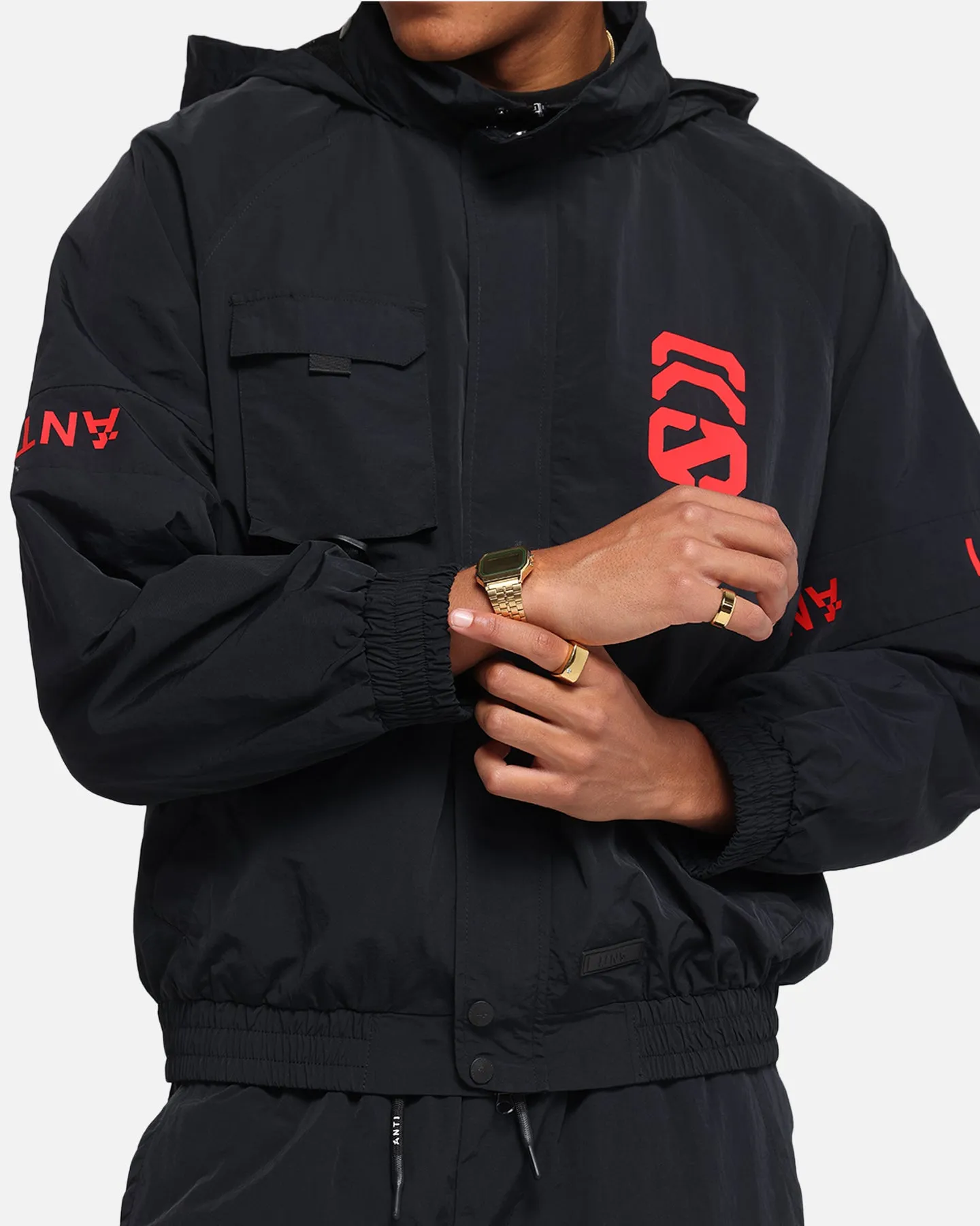The Anti Order Faction Technical Windbreaker Jacket Black/Red